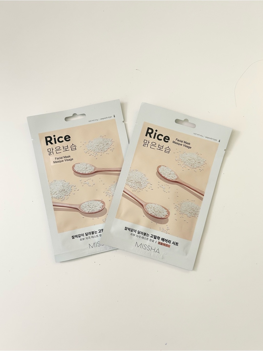 🌸MISSHA Airy Fit Facial Sheet Mask in Rice x 2